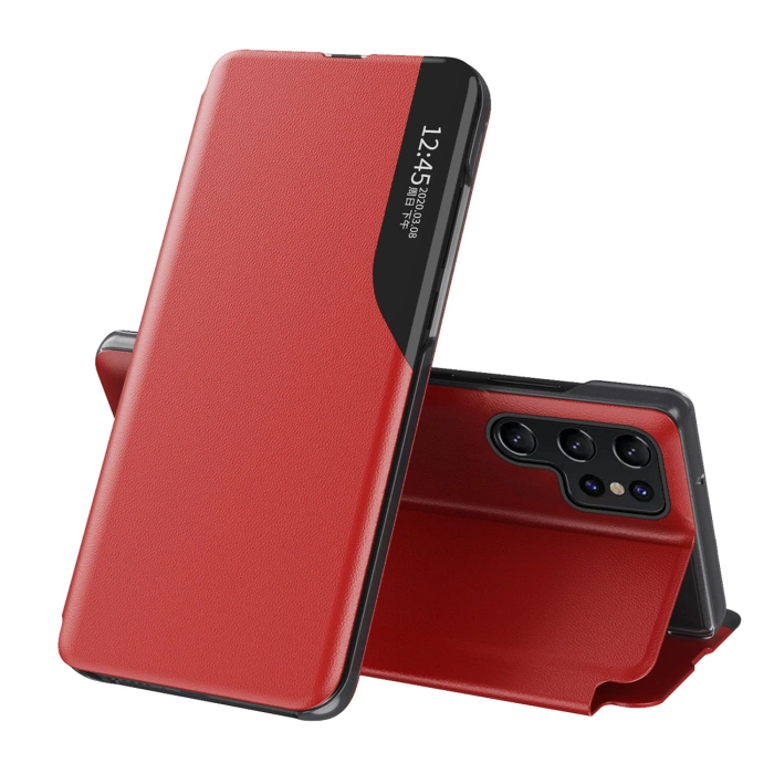 Eco Leather View Case etui do Samsung Galaxy S25 Ultra z klapką i podstawką - czerwone