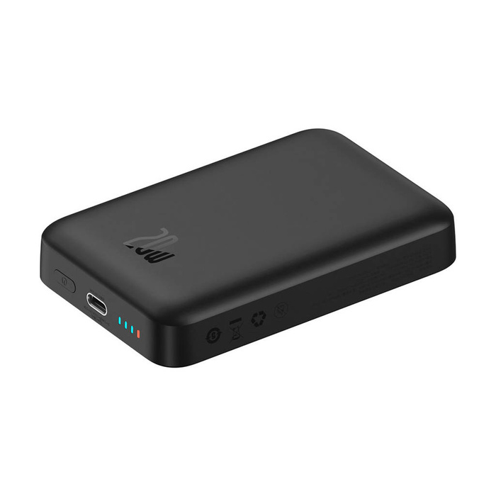 Baseus Magnetic Mini powerbank z ładowaniem indukcyjnym MagSafe 15W / szybkie ładowanie PD QC 20W 10000mAh czarny (Overseas Edition) z Kablem USB-C 0.5m Czarny