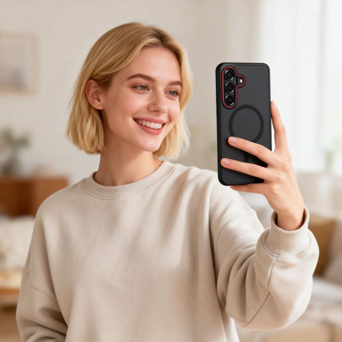 TECH-PROTECT MAGCAM MAGSAFE GALAXY S26 MATTE BLACK/RED