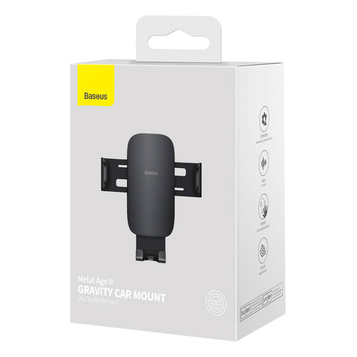 [PO ZWROCIE] Baseus Metal Age II grawitacyjny uchwyt samochodowy na telefon na kratkę wentylacji czarny (SUJS000001)