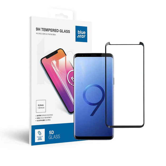 Szkło hartowane do Samsung Galaxy S9 PLUS (full glue / case friendly) Blue Star 5D czarne