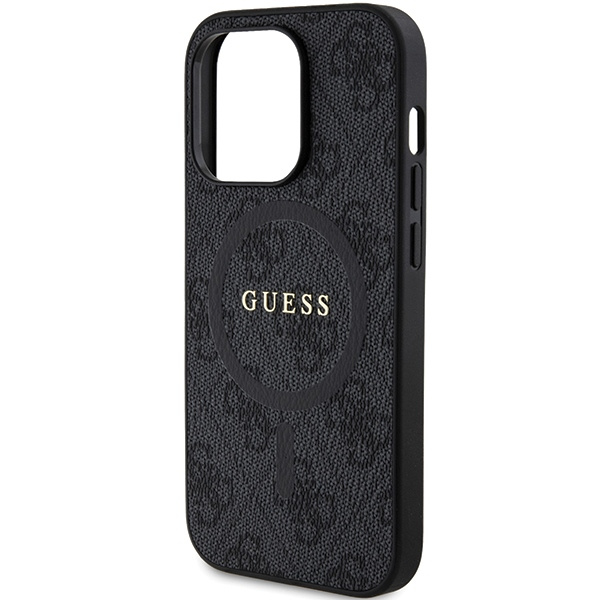 Etui Guess GUHMP15XG4GFRK iPhone 15 Pro Max 6.7" czarny/black hardcase 4G Collection Leather Metal Logo MagSafe Case