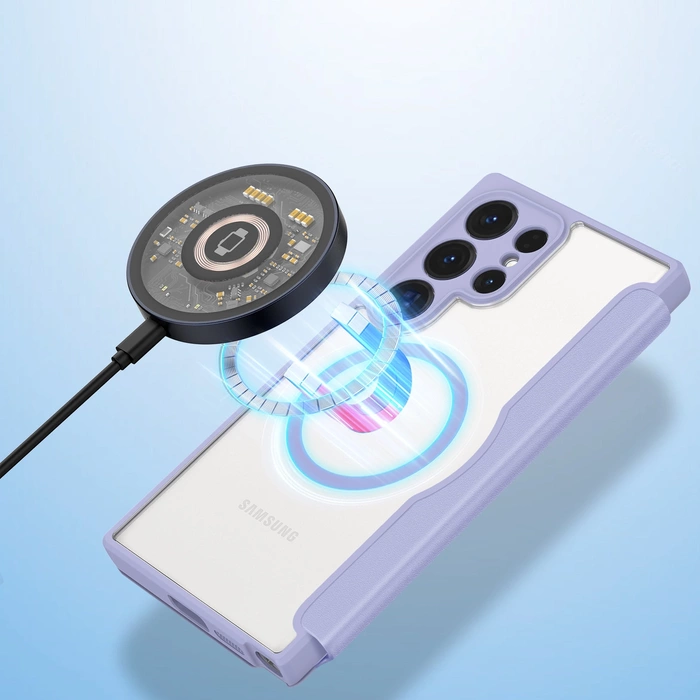 Etui Dux Ducis Skin X Pro do Samsung Galaxy S24 Ultra z magnetycznym ringiem i klapką - fioletowe