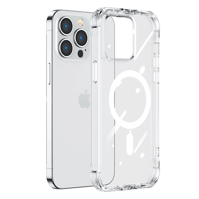 [PO ZWROCIE] Joyroom Magnetic Defender magnetyczne etui do iPhone 14 pancerny pokrowiec z haczykami podstawką przezroczysty (kompatybilne z MagSafe)