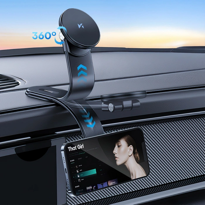 Uchwyt samochodowy Wozinsky WCZ2Y2S magnetyczny z ładowarką indukcyjną 15W MagSafe do samochodu na kokpit - czarny