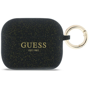 Etui Guess Silicone Glitter Ring do      AirPods Pro 3 czarny