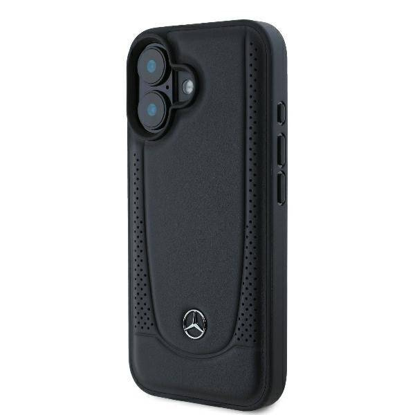 Etui Mercedes iPhone 16 6.1" czarny/black hardcase Leather Urban