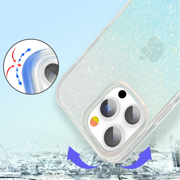 Kingxbar Streamer Series luksusowe eleganckie etui na iPhone 13 Pro niebieski (Triangle)