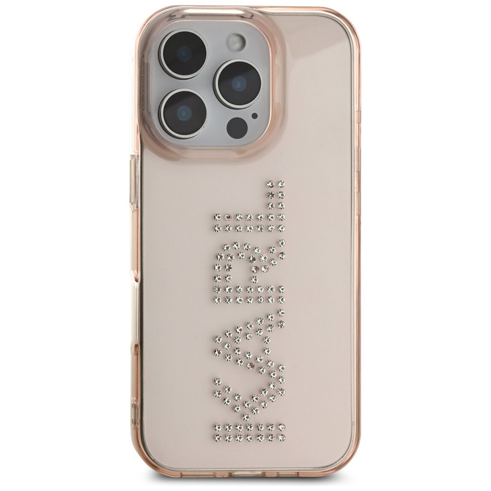 Etui Karl Lagerfeld IML Rhinestones Logo do iPhone 16 Pro różowy