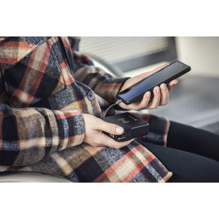 FORCELL F-ENERGY ładowarka wielofunkcyjna 5w1 20W PD z kablem typ C/lightning, power bankiem 10000mAh i ład. bezprzew. 15W