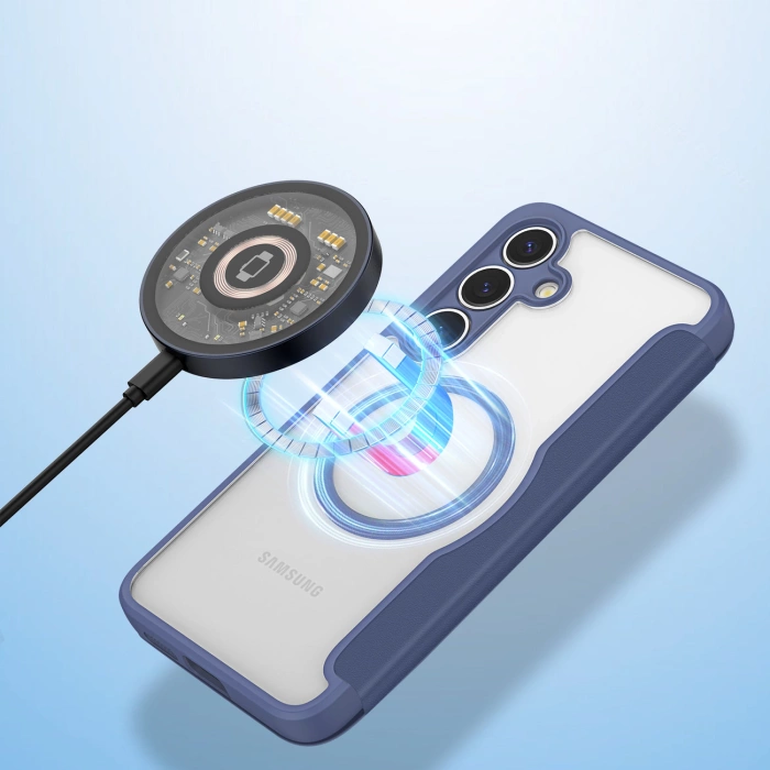 Etui Dux Ducis Skin X Pro na Samsung Galaxy S25 z MagSafe i portfelem - niebieskie