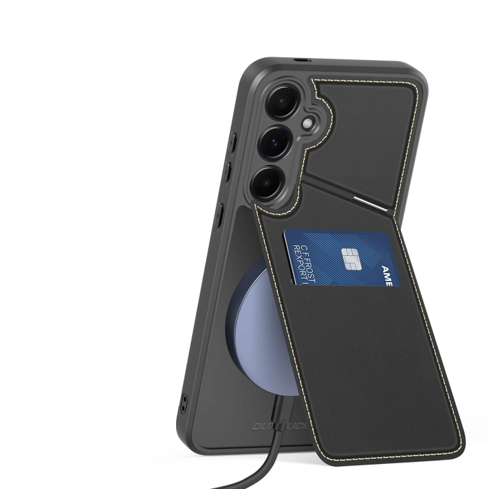 Etui Dux Ducis Rafi II na Samsung Galaxy S25 z podstawką i portfelem - czarne