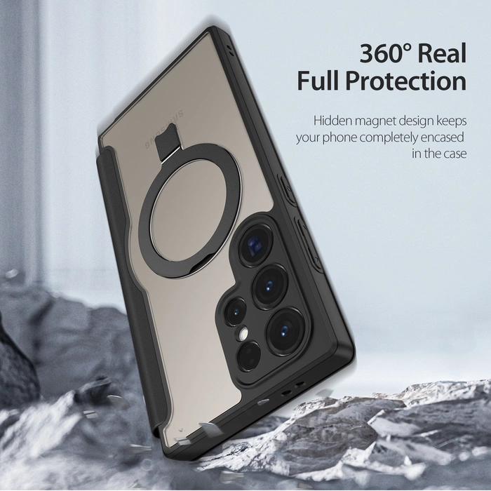 Etui Dux Ducis Skin X Pro z klapką i magnetycznym ringiem na Samsung S24 Ultra - czarne
