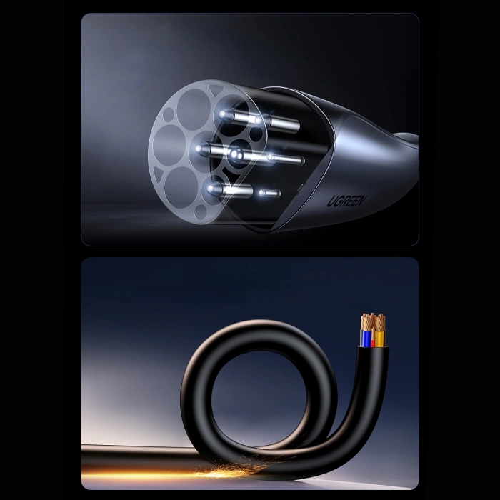 Kabel do ładowania samochodu elektrycznego Ugreen EV708 32A 22kW 5m IP55 - czarny