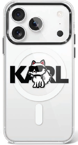 Etui Karl Lagerfeld IML Choupette Sketch Logo MagSafe do iPhone 17 Pro przezroczysty