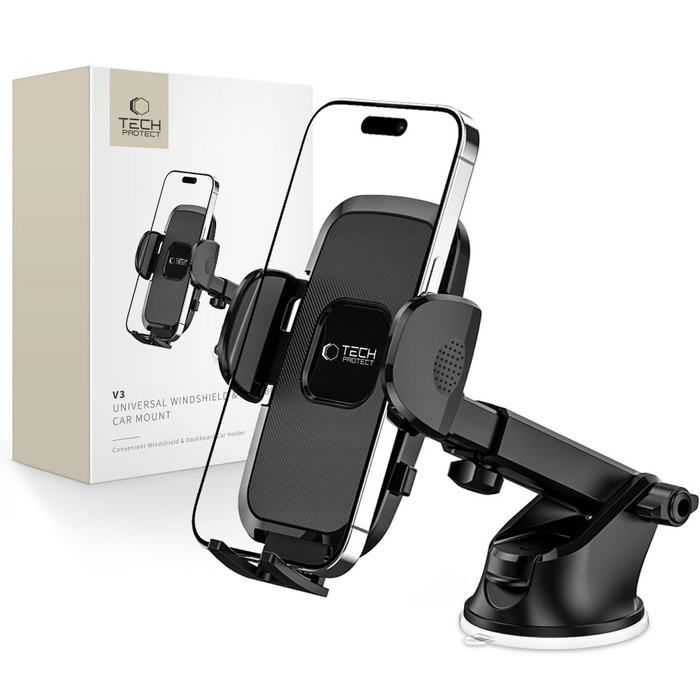 Uchwyt na telefon TECH-PROTECT V3 UNIVERSAL WINDSHIELD & DASHBOARD CAR MOUNT BLACK