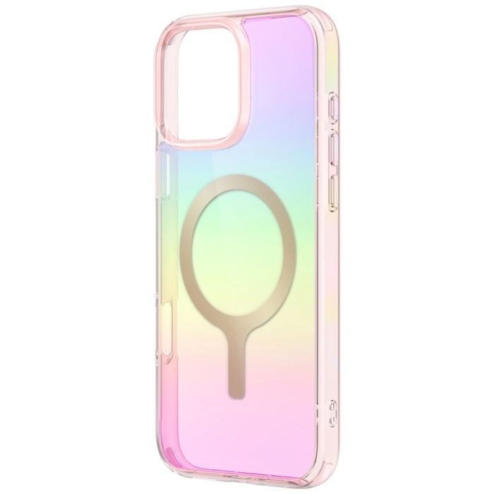 Etui UNIQ Iridescia do iPhone 16 Pro     Magclick Charging pink prism