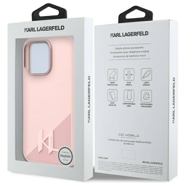 Etui Karl Lagerfeld iPhone 16 Pro Max 6.9" różowy/pink hardcase Silicone Shadow Metal Initial MagSafe