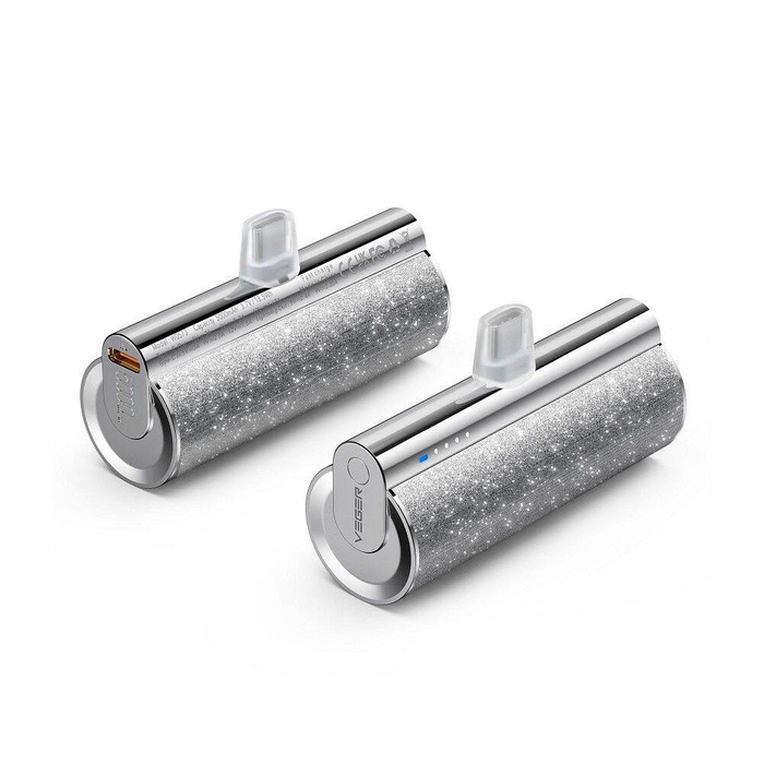 VEGER powerbank 5000 mAh z wbudowanym złączem Lightning PD QC3.0 2,4A 12W PlugOn (W0573P) srebrny