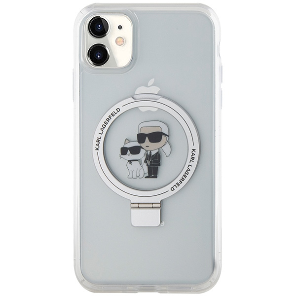 Etui Karl Lagerfeld KLHMN61HMRSKCH iPhone 11 / Xr 6.1" bialy/white hardcase Ring Stand Karl&Choupettte MagSafe Case