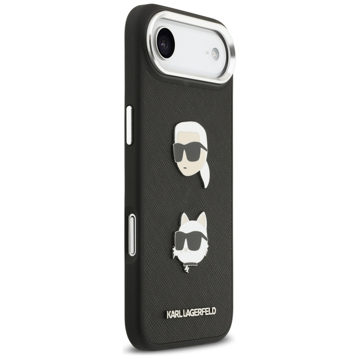 Etui Karl Lagerfeld FW Grained Karl &    Choupette Heads Pins & Logo do iPhone Air czarny
