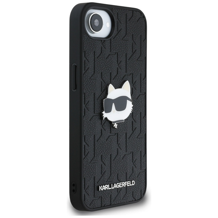 Etui Karl Lagerfeld Monogram Choupette   Head Pin do iPhone 16e czarny