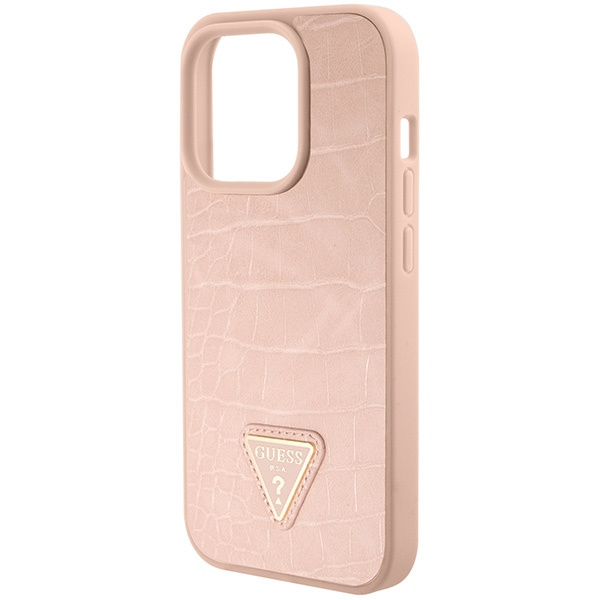 Etui Guess GUHCP15LPCRTHCP iPhone 15 Pro 6.1" różowy/pink hardcase Croco Triangle Metal Logo Case