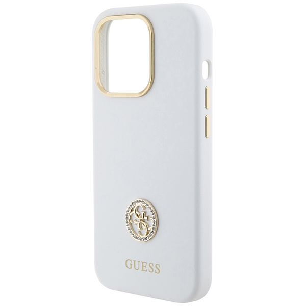 Etui Guess GUHCP15XM4DGPH iPhone 15 Pro Max 6.7" biały/white hardcase Silicone Logo Strass 4G Case