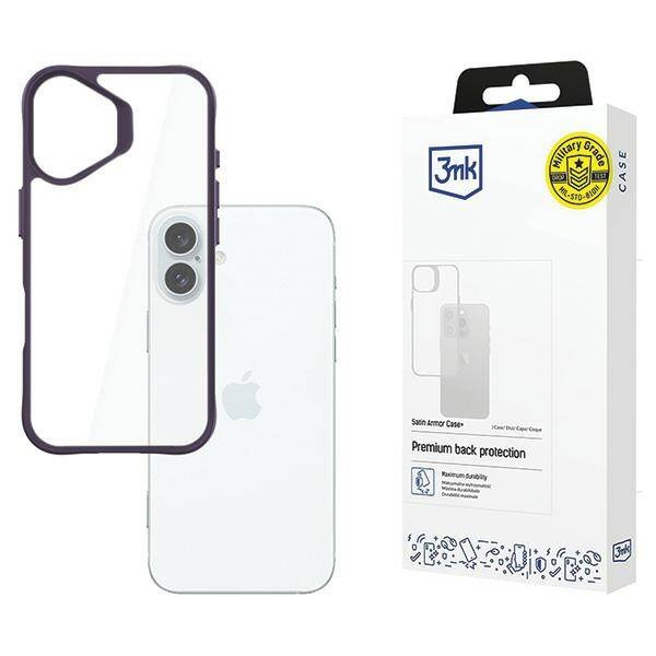 Etui 3MK SatinArmor+ Case iPhone 16 Plus 6.7" fioletowy/purple Military Grade