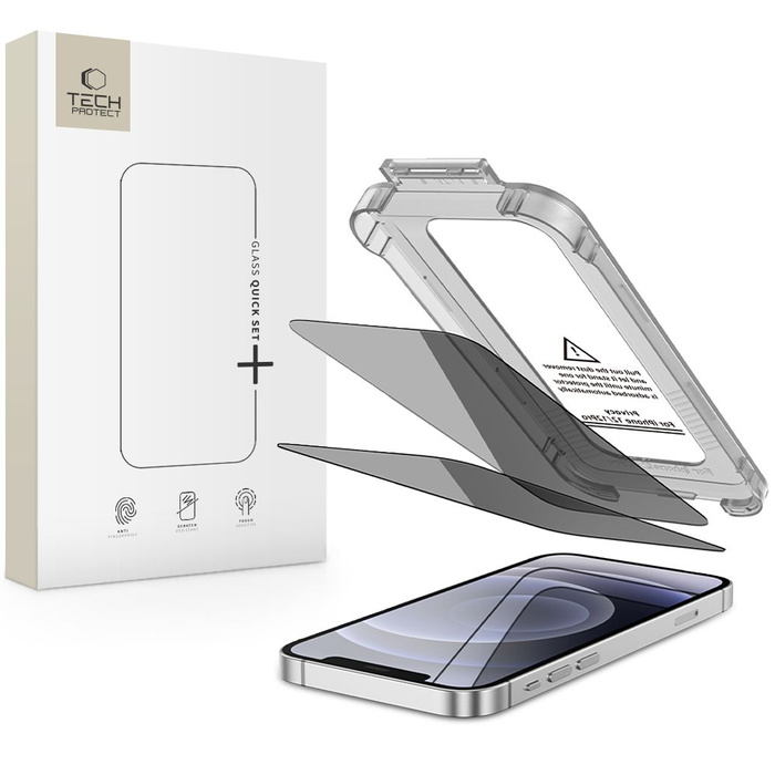 SZKŁO PRYWATYZUJĄCE TECH-PROTECT IPHONE 12 / 12 PRO QUICK SET SPY+ 2-PACK  PRIVACY