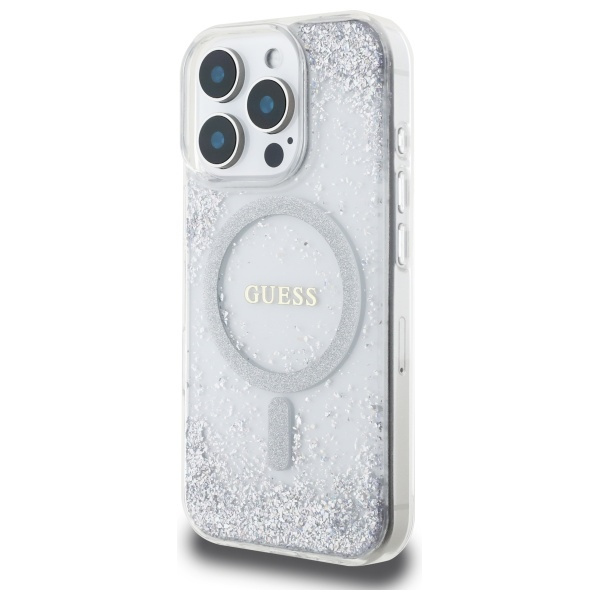 Guess GUHMP16LRGRGES iPhone 16 Pro 6.3"   srebrny/silver hardcase Resin Gradient Glitter MagSafe