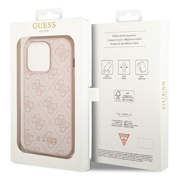 Etui GUESS Apple iPhone 14 Pro Max 4G Metal Gold Logo Różowy Hardcase