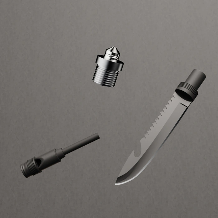 Saperka Wozinsky WSS-211 survival bushcraft wielofunkcyjna nóż zbijak krzesiwo gwizdek harpun - szara