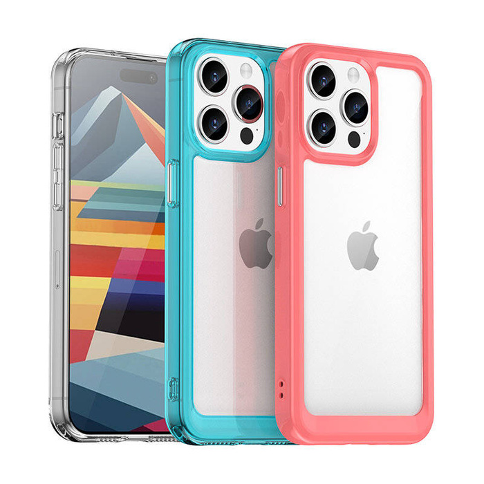 Etui Wzmocnione etui z elastyczną ramką do iPhone 15 Pro Max Outer Space - czerwone Case