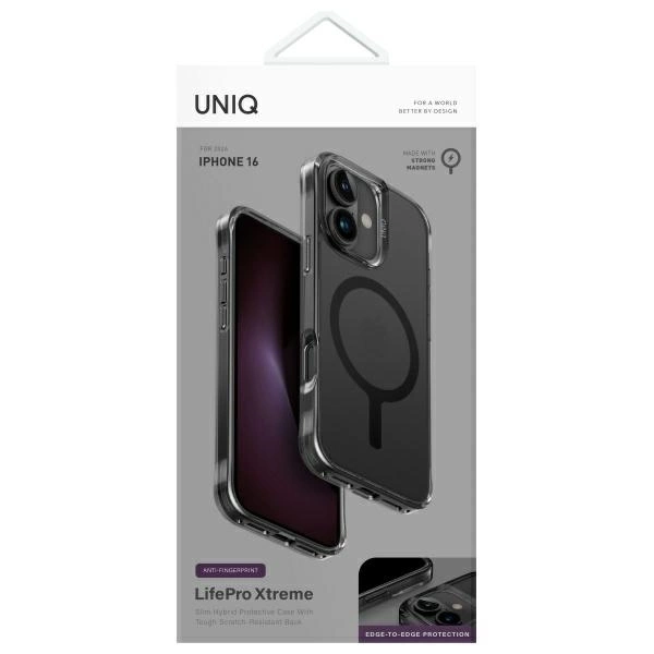 UNIQ etui LifePro Xtreme iPhone 16 6.1" Magclick Charging czarny/frost smoke