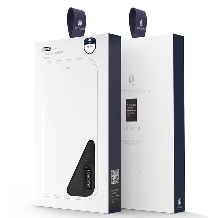 Etui portfel z blokadą RFID do iPhone 15 Plus Dux Ducis Hivo - czarne