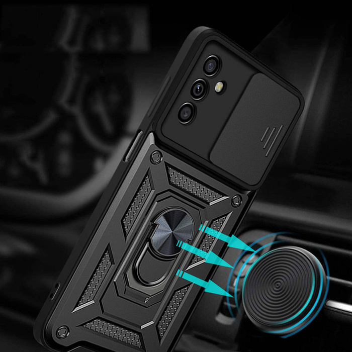 Etui Hybrid Armor Camshield etui Samsung Galaxy A13 5G pancerny pokrowiec z osłoną na aparat czarne Case