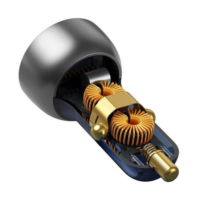 Baseus ładowarka samochodowa USB / USB Typ C 65 W 5 A SCP Quick Charge 4.0+ Power Delivery 3.0 ekran LCD szary (CCKX-C0G)