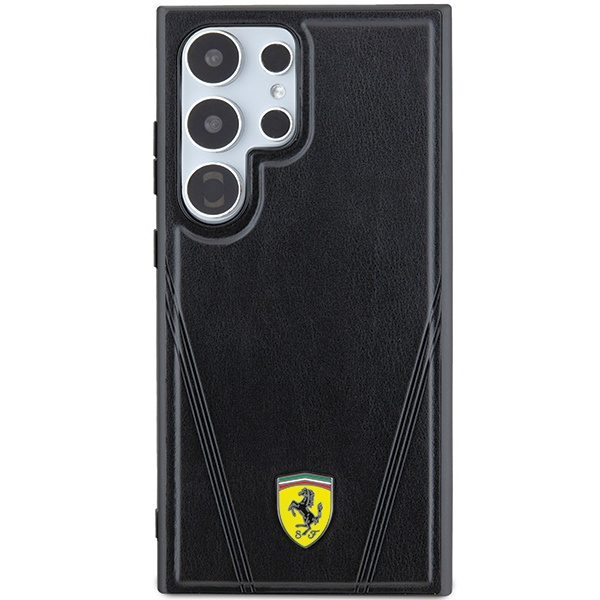 Etui Ferrari FEHMS24LP3BAK Samsung Galaxy S24 Ultra S928 czarny/black hardcase Hot Stamp V Lines MagSafe Case