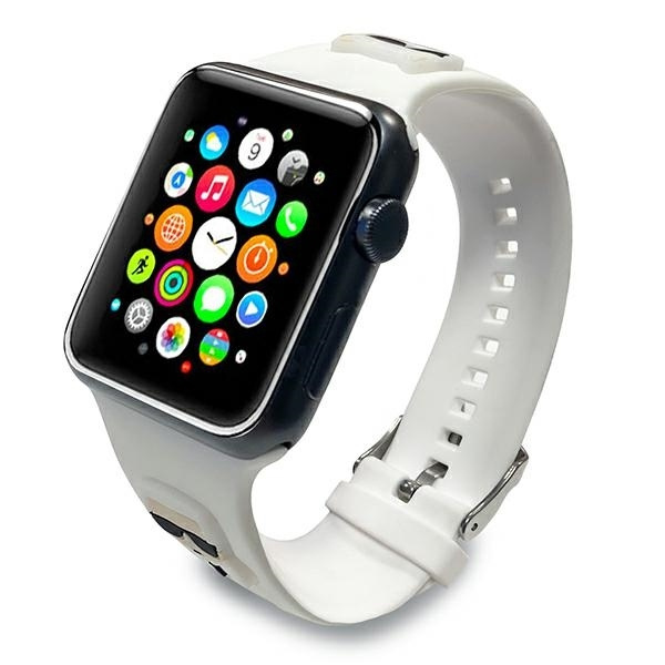 Pasek Karl Lagerfeld Pasek KLAWMSLCKW Apple Watch 38/40/41mm biały/white strap Silicone Karl & Choupette Heads