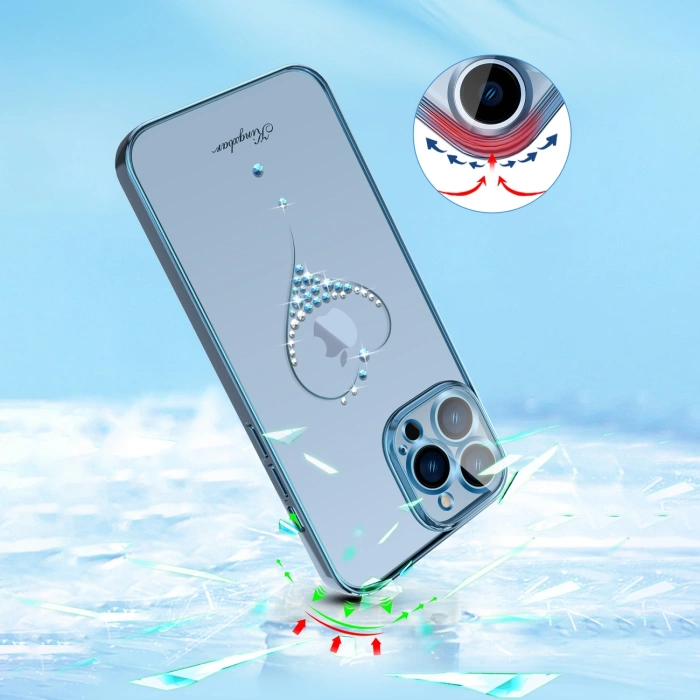 Kingxbar Wish Series etui ozdobione oryginalnymi Kryształami Swarovskiego iPhone 13 niebieski