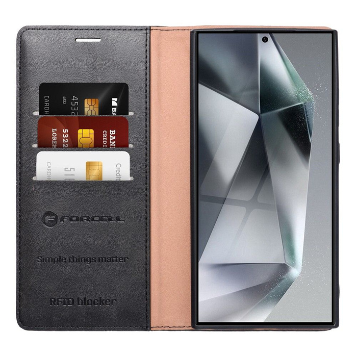 Pokrowiec na Samsung S25 ULTRA Forcell F-Protect RFID Blocker Book czarny