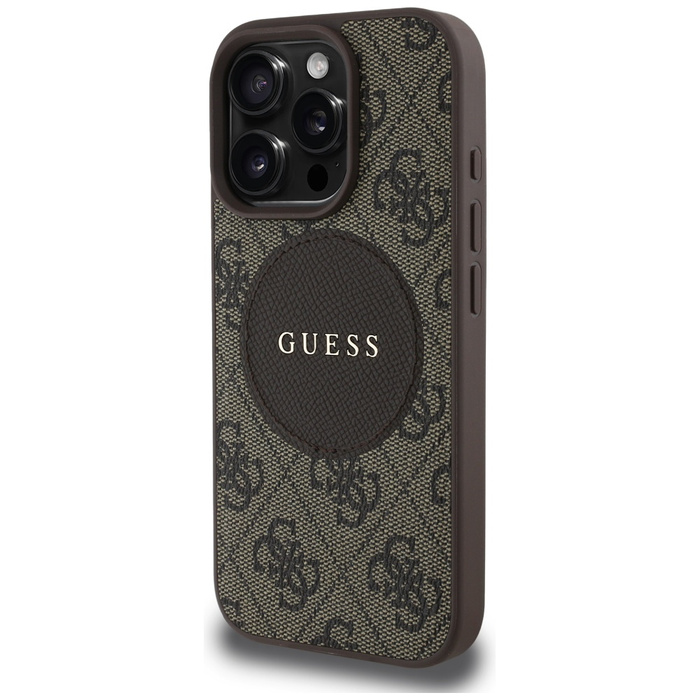 Etui Guess 4G Circle Classic Logo        MagSafe do iPhone 16 Pro Max brązowy
