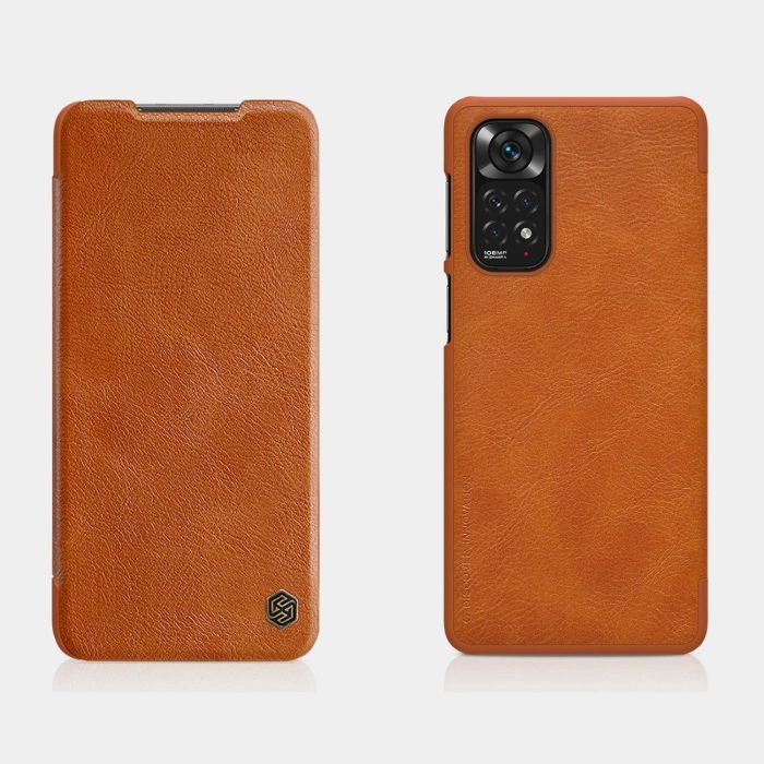 Nillkin Qin skórzana kabura etui Xiaomi Redmi Note 11S / Note 11 brązowy
