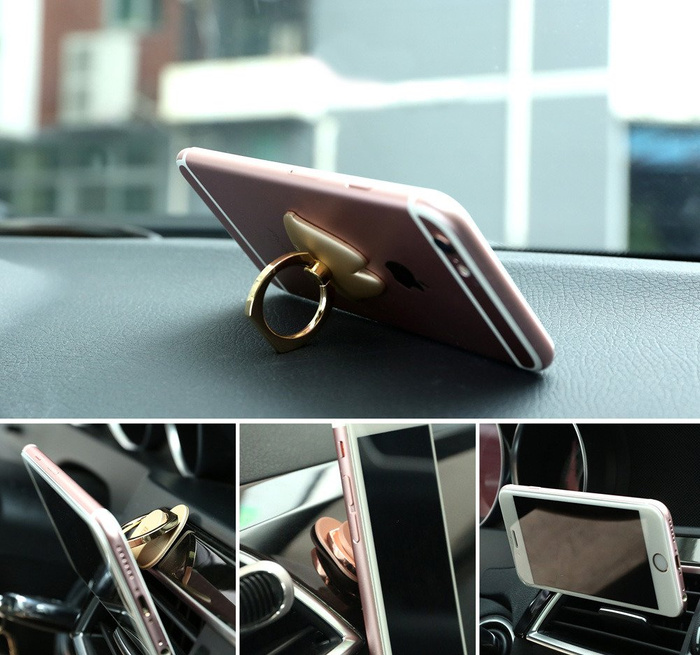 Remax Lips Ring uchwyt na telefon w kształcie ust złoty