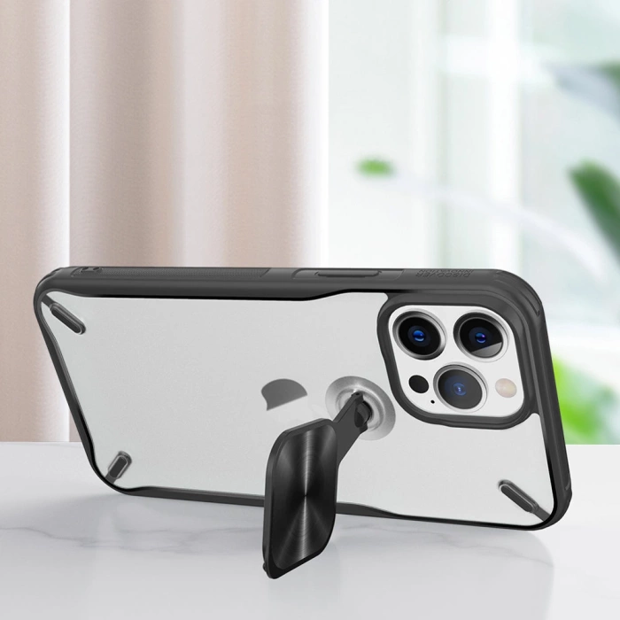 Etui Nillkin Cyclops Case wytrzymałe etui z osłoną na aparat i składaną podstawką iPhone 13 Pro Max niebieski