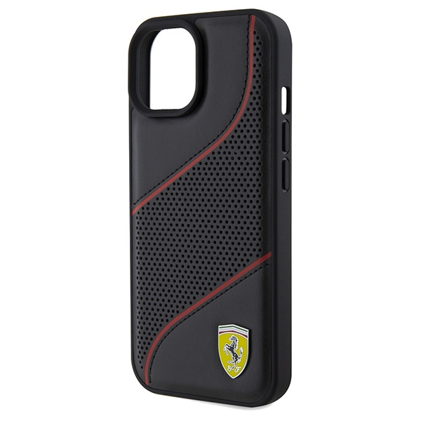 Etui Ferrari FEHCP15SPWAK iPhone 15 / 14 / 13 6.1" czarny/black hardcase Perforated Waves Metal Logo Case