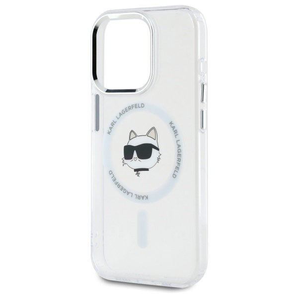 Karl Lagerfeld KLHMP15XHLSCHH iPhone 15   Pro Max 6.7" biały/white hardcase IML Metal Choupette Head MagSafe
