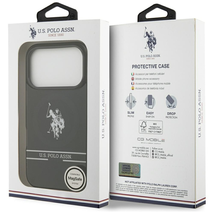 Etui US Polo DH and Bottom Stripe Logo   MagSafe do iPhone 17 Pro czarny