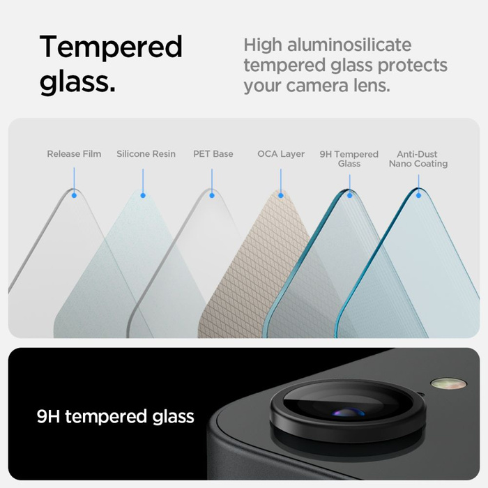 OSŁONA APARATU SPIGEN IPHONE 16E OPTIK PRO GLAS.TR ”EZ FIT” CAMERA PROTECTOR 2-PACK CZARNA